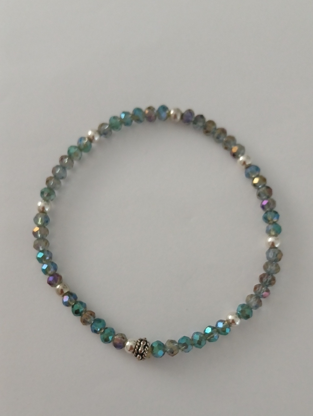Beaded Multicolor Crystal Glass beads With Silver Accents Bracelet